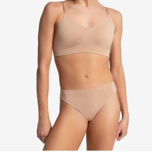 NWT Capezio Overs & Unders Seamless Nude Clear Back Bra XS Dance Fashion